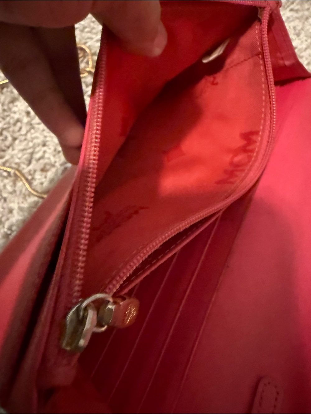 MCM Hot Pink Studded Leather Crossbody with Gold Chain - Picture 13 of 15